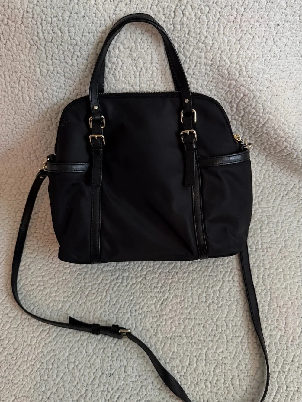 kate spade Black Nylon Dome Shoulder Bag with Crossbody Strap
